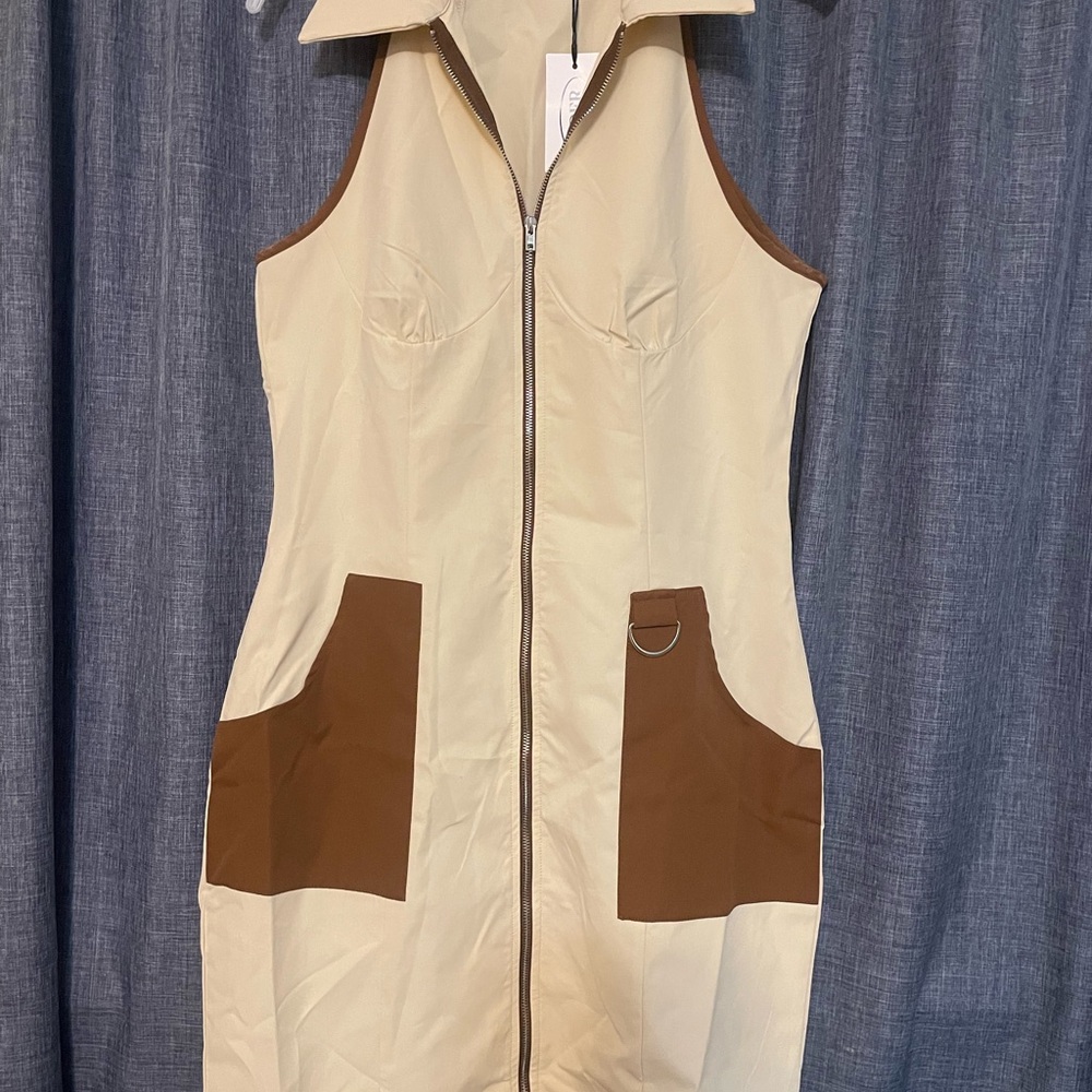 Cider Cream and Brown Mini Dress